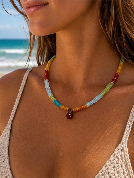 Venus and Vulcan Jewelry - Costa Gemstone Necklace (#EN57)
